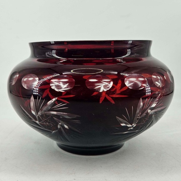 VINTAGE BOHEMIAN CZECH RUBY RED CUT TO CLEAR | Mercari Vintage Bohemian Czech Ruby Cut to Clear dish bowl small vase